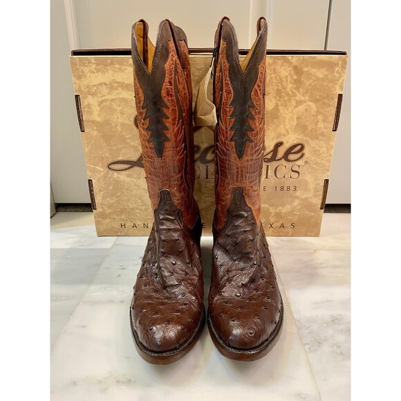 NIB LUCCHESE Classics Men's Sienna Pin Ostrich Medium Round Toe, Sz 10 D (Reg) - Picture 6 of 12